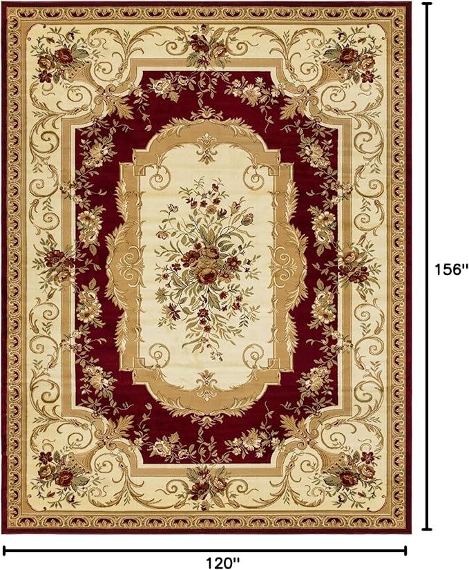 Unique Loom Versailles Collection Traditional Classic Floral Motif Area Rug (10' 0 x 13' 0 Rectangular, Burgundy/ Ivory)
