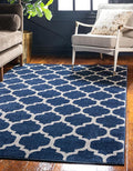 Rugs.com Lattice Collection Rug – 3' x 5' Dark Blue Medium Rug Perfect for Entryways, Kitchens, Breakfast Nooks, Accent Pieces