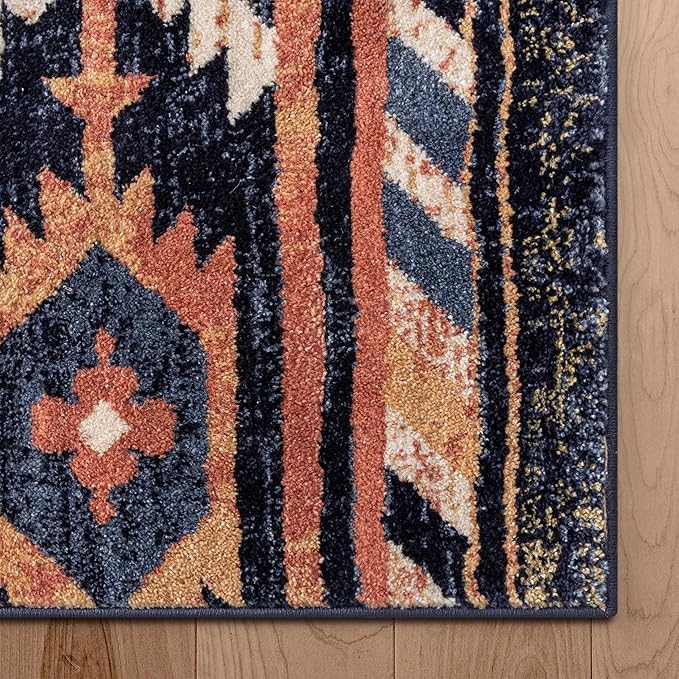 Well Woven Tulsa Lea Blue Southwestern Tribal Bohemian 6'7" X 9'3" Area Rug