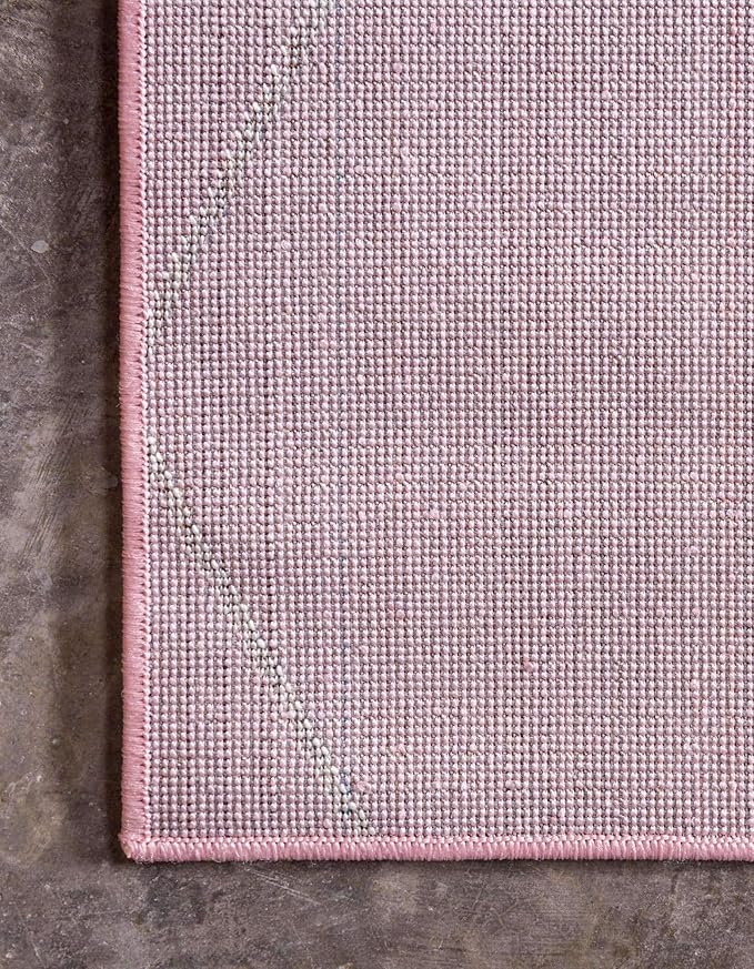 Unique Loom Trellis Frieze Collection Area Rug - Geometric (4' Square, Light Pink/ Ivory)
