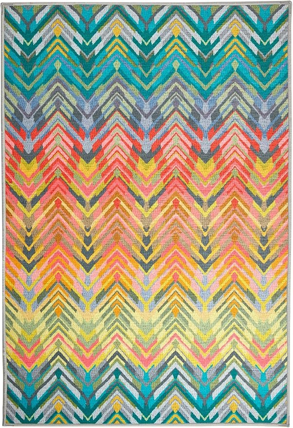 Dash & Albert Seneca Multi Machine Washable Rug, 6 X 9 Feet, Multi Graphic Pattern