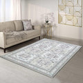 Fame Living Faded Oushak Rug, Turkish Vintage Floral Pastel Large Oversized Area Rugs for Living Room Dining Bedroom Kitchen Bathroom Nursery (848BrCr, 9' x 12')