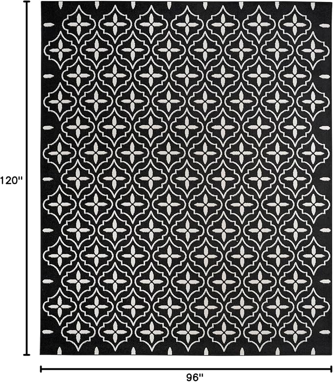 Nourison Home Nourison Essentials Black Ivory 8' x 10' Area Rug - Easy Clean, Non Shedding, Bed Room, Living Room, Dining Room, Kitchen (8' x 10')