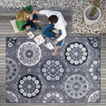 CAMILSON Indoor Outdoor Rug 10x14 Bohemian Medallion Floral Area Rugs for Indoor and Outdoor Patios Easy-Cleaning Non-Shedding Living Room Garden and Kitchen Washable Outside Carpet (10 x 14 / Navy)