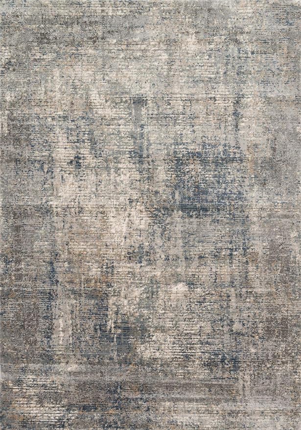 Loloi Teagan Collection TEA-05 Denim/Slate 6'-7" x 9'-2" Area Rug, Large, Soft Neutral Rug, High-Traffic for Living Room, Bedroom, Home Office, Dining Area