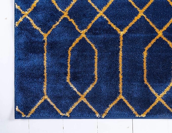 Unique Loom Marilyn Monroe Glam Collection Area Rug - Trellis (5' 1' x 8' Rectangle, Navy Blue Gold/ Gold)