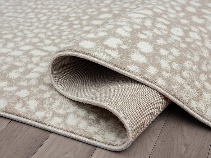 Abani Beige Cheetah Print Area Rug Rugs, Arto Collection - Contemporary Durable Accent Rug (3' x 5')
