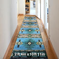YHSF South West Native American Area Rug C318 - Easy Clean, Thick, Soft, Durable Native Tribal American Indian Inspired Rug for Bedroom/Living Room and More - Blue-Green, 2 ft 4 in x 10 ft 11 in