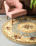 Unique Loom Versailles Collection Traditional Classic Floral Motif Area Rug (6' 0 x 6' 0 Round, Slate Blue/ Ivory)