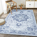 Bloom Rugs Washable Non-Slip 5' x 7' Rug - Gray/Blue Traditional Medallion Area Rug for Living Room, Bedroom, Dining Room, and Kitchen - Exact Size: 5' x 7'
