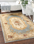 Rugs.com Chateau Collection Rug – 8' x 11' Light Blue Medium Rug Perfect for Living Rooms, Large Dining Rooms, Open Floorplans
