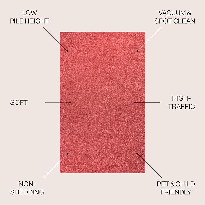 JONATHAN Y Haze Solid Low-Pile Red Indoor Area Rug 3x5, Coastal,Bohemian,Minimalist,Classic, Easy-Cleaning for Living Room,Bedroom,Kitchen,Pet Friendly,Non-Shedding (SEU100E-3)
