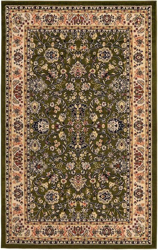 Rugs.com Yasmin Collection Rug – 5' x 8' Green Medium Rug Perfect for Bedrooms, Dining Rooms, Living Rooms