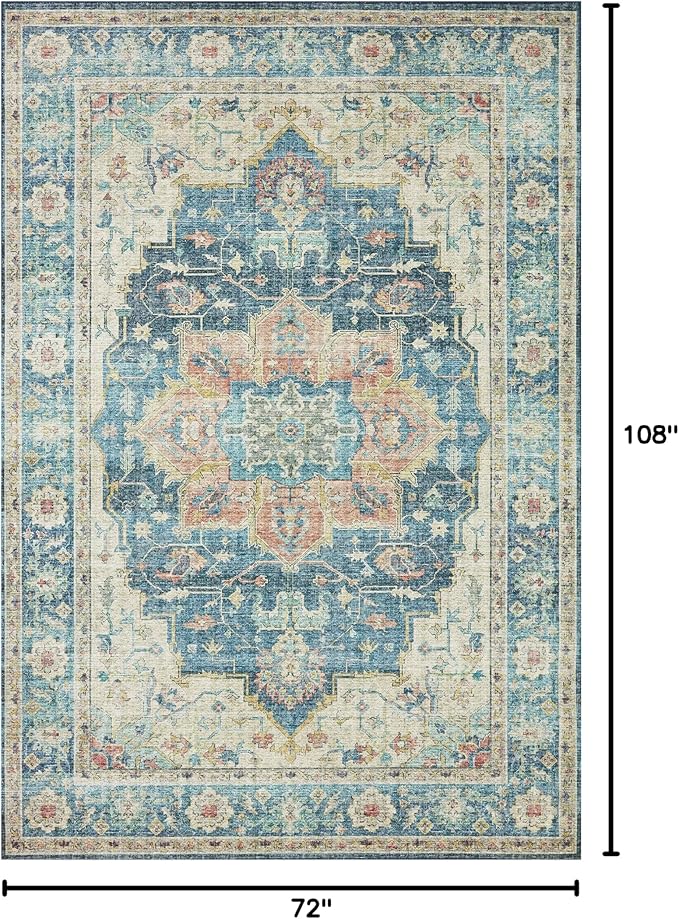 Loloi Skye Collection SKY-12 Ocean/Multi 6'-0" x 9'-0" Area Rug