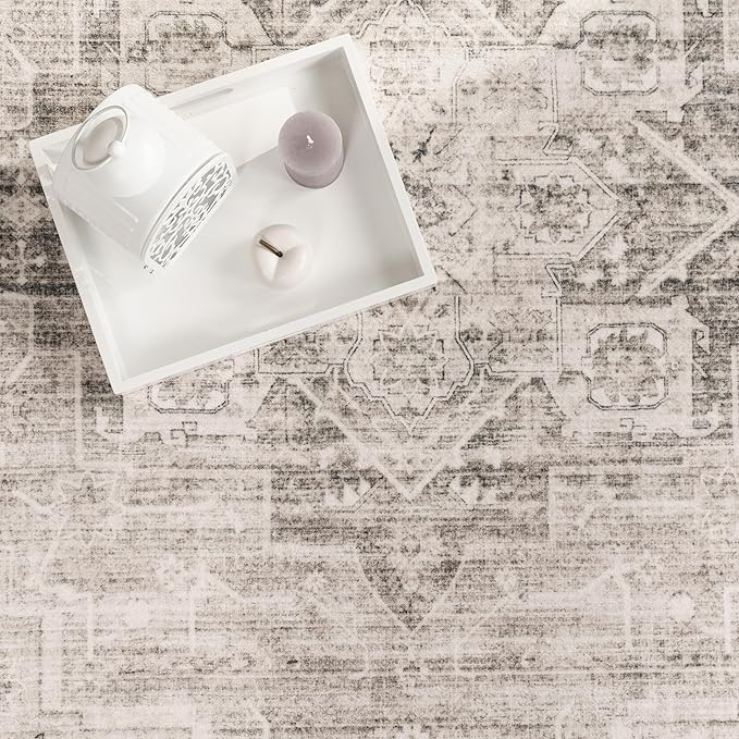 Paco Home Area Rug Modern Oriental Design in Vintage Look in Beige, Size: 2'8" x 4'11"