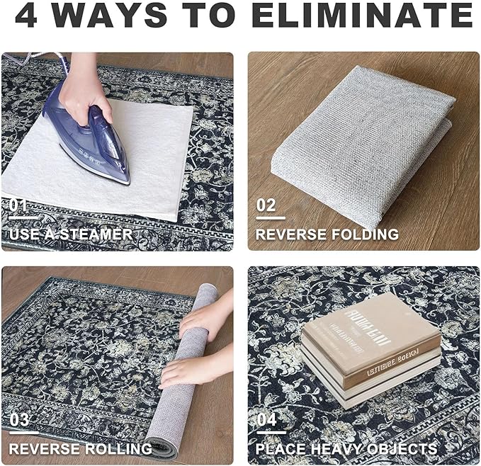KILOCOCO Hallway Runner 2x10 Rug Runner Printed Vintage Floral Washable Non-Slip Rubber Backed Runners for Hallways Kitchen Laundry Room Entryway Bedroom, Charcoal