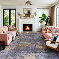 Kokia Abstract Area Rugs 8x10 Bedroom Soft Living Room Rugs Washable Distressed Vintage Comfy Black Gray Carpet with Non-Slip Backing for Farmhouse Home Office Room Decor, Oslo Nebula