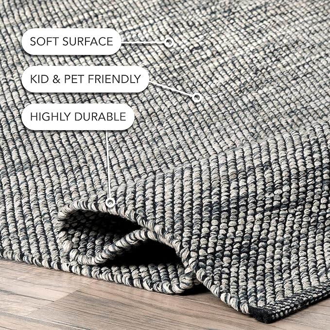 nuLOOM Alessi Solid Farmhouse Cotton Area Rug, 9' 6" x 13' 6", Grey