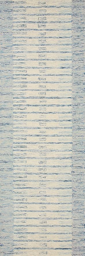 Loloi Chris Loves Julia Chris Collection CHR-01 Ivory/Denim 2'-6'' x 11'-6'', .50" Pile Height, Runner Rug