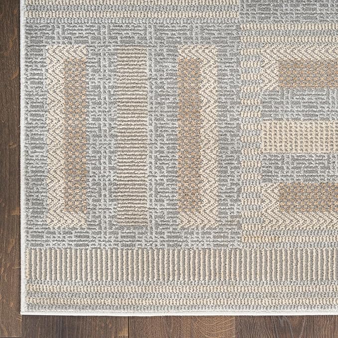 Nourison Home Nordic Grey Multicolor 5' x 7' Scandinavian Area Rug - Easy Clean, Non Shedding, Bed Room, Living Room, Dining Room, Kitchen (5' x 7')