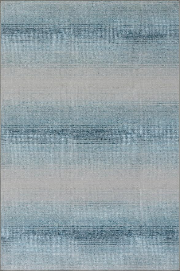 Dash & Albert Pandora Blue Machine Washable Rug, Runner-2.5 X 8 Feet, Blue Abstract Pattern