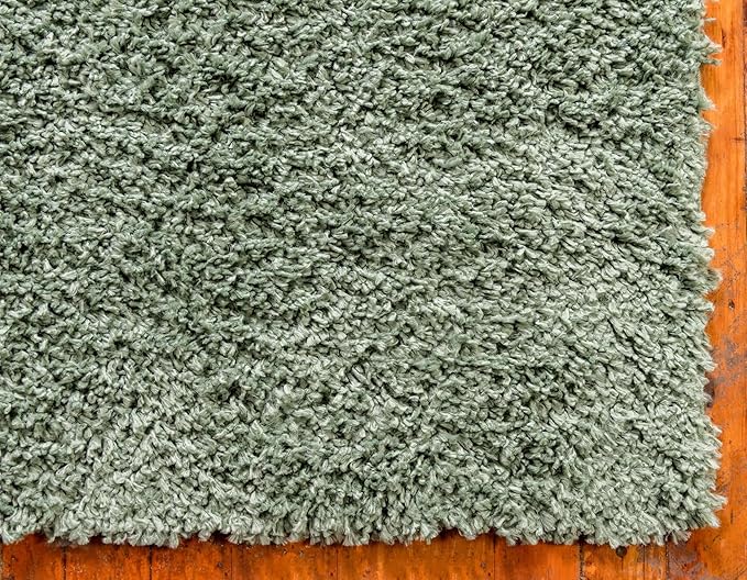Unique Loom Davos Shag Collection Area Rug - Solid (2' 7" x 16' 5" Runner, Sage)
