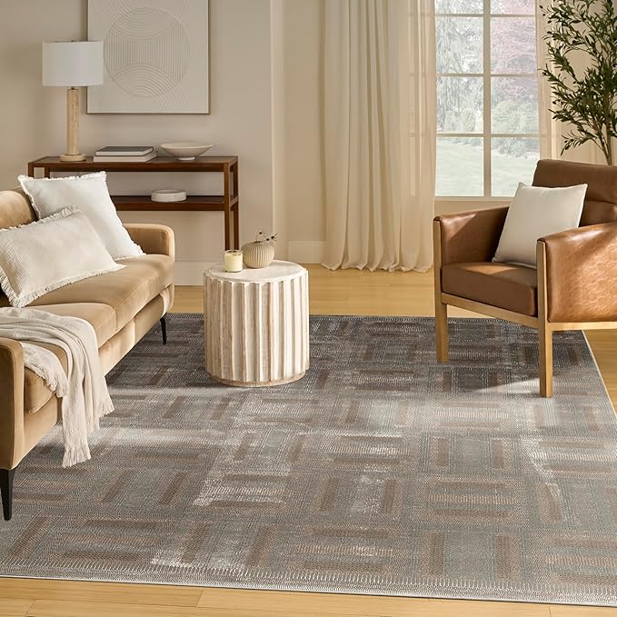 Nourison Home Nordic Grey Multicolor 8' x 10' Scandinavian Area Rug - Easy Clean, Non Shedding, Bed Room, Living Room, Dining Room, Kitchen (8' x 10')
