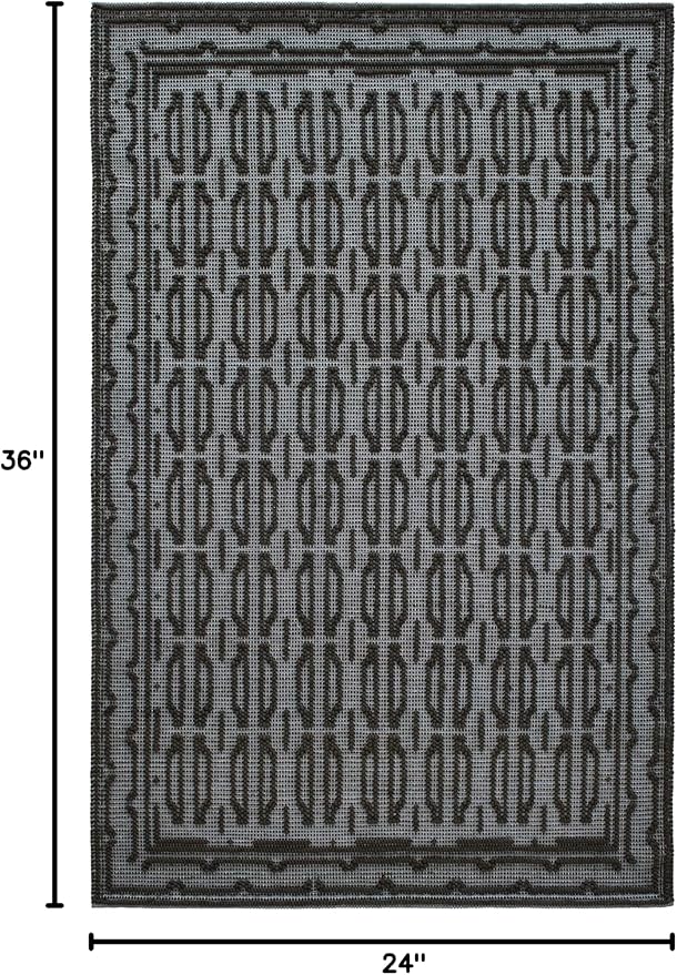 Dash and Albert Campbell Iron Handwoven Wool Rug, 2 X 3 Feet, Neutral/Grey Geometric Pattern - Premium Luxury Hotel Quality Soft Breathable Hypoallergenic Machine Washable Easy Care All Season