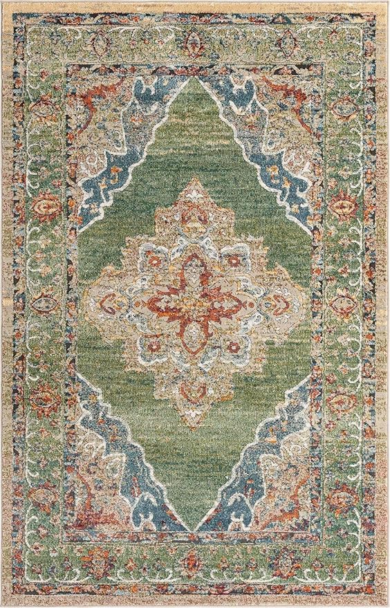 Unique Loom Isabella Collection Area Rug - Rossellini (5' 1" x 8' Rectangle, Green/ Blue)