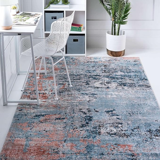 Rugs.com Leipzig Collection Area Rug – 8X11 Multi Low-Pile Rug Perfect for Living Rooms, Large Dining Rooms, Open Floorplans