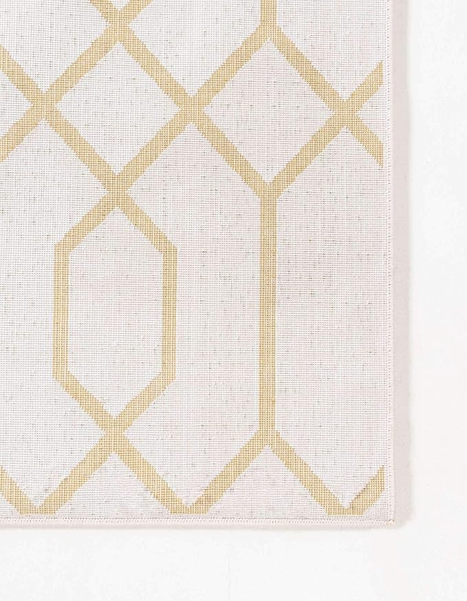 Unique Loom Marilyn Monroe Glam Collection Area Rug - Trellis (7' 1" x 10' Rectangle, White Gold/ Gold)