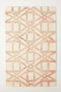 Hand-Tufted Wool Marengo Rug in Pink – Elegant Geometric Wool Carpet for Living Room & Bedroom – Soft Feel – 6 x 6