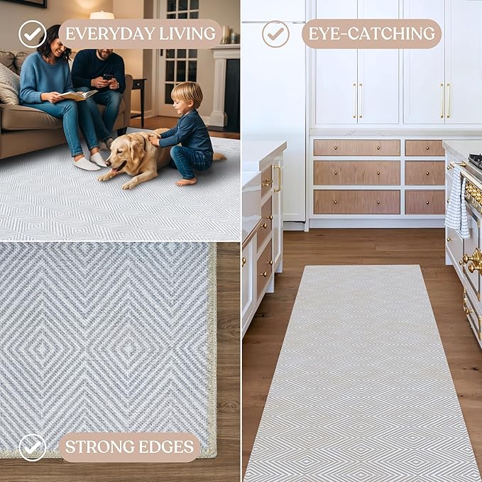 Fame Living Washable Area Rug. Modern Farmhouse. Vintage. Turkish. Bohemian. Distressed. Oriental. Traditional. Rugs for Living Room. Dining. Bedroom. Office. Entryway. Foyer. (864CC, 2'5" x 13')