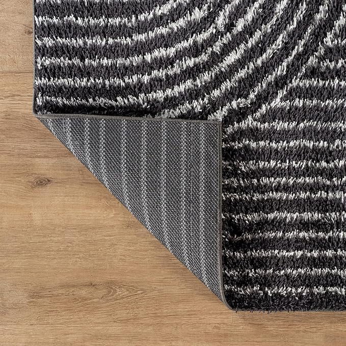 Rugshop Circles Arch Shag Area Rug Anthracite Dark Gray 7' 10" x 10' Perfect for Large Living Rooms, Dining Areas, or Master Bedrooms