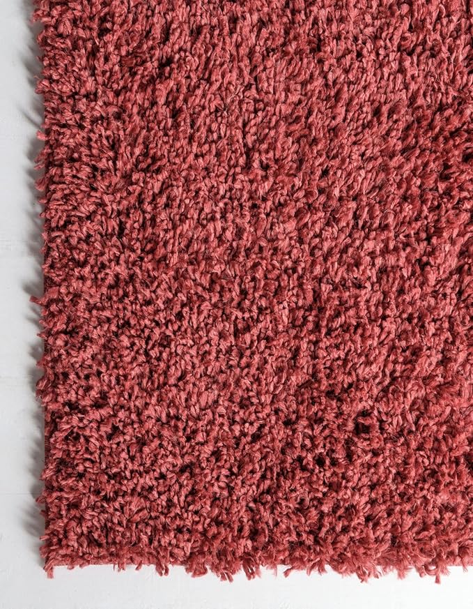 Unique Loom Davos Shag Collection Area Rug - Solid (2' 7" x 16' 5" Runner, Poppy)