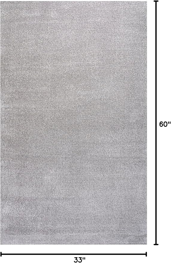 Eyely UES100K-3 Supersoft Haze Solid Low-Pile Indoor Area Rug Casual;Contemporary;Solid;Traditional, Bedroom, Kitchen, Living Room, Easy-Cleaning, Non-Shedding, 3 X 5, Light Gray