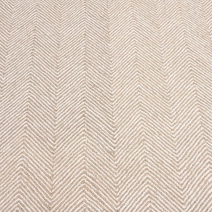 Modern Herringbone Chevron Collection Handcrafted Wool Area Rug - Durable, Zigzag Pattern, for High Traffic, Contemporary Design for Living Room, Bedroom, Dining Room Decor (Sand Beige, 9' x 12')