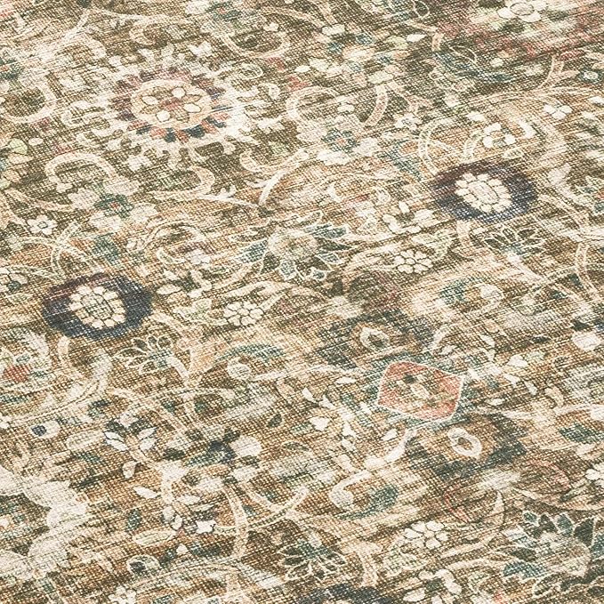 ReaLife Rugs Machine Washable Area Rug - Living Room Bedroom Bathroom Kitchen Entryway Office - Padded Low Pile Stain Resistant Premium - Boho Farmhouse Vintage - Dua - Brown Gray Beige 4' x 6'