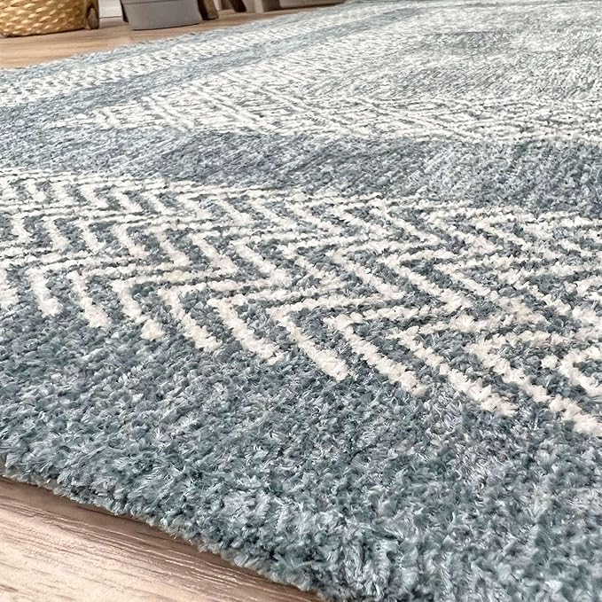 Alfa Rich 4x6 Light Blue Washable Area Rugs for Living Room Bedroom Kitchen Dining Cotton Decor Rug