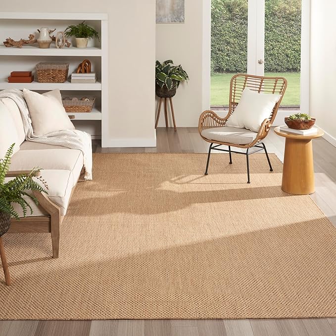 Nourison Home Courtyard Jute 9' x 12' Area Rug - Easy Clean, Non Shedding, Bed Room, Living Room, Dining Room, Kitchen (9' x 12')