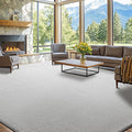 Shilucheng Wool Rug 9x12 Non-Slip, Blend 80% Wool and 20% Cotton Rugs for Living Room, Bedroom, Dinning Room, Soft Durable Cotton Backing Modern Area Rug (Gray/White)