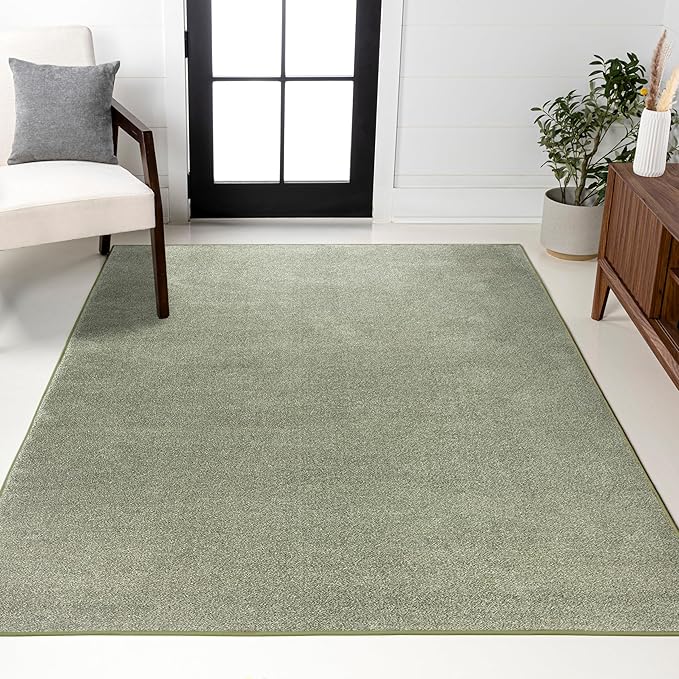JONATHAN Y Haze Solid Low-Pile Green Indoor Area Rug 3x5, Coastal,Bohemian,Minimalist,Classic, Easy-Cleaning for Living Room,Bedroom,Kitchen,Pet Friendly,Non-Shedding (SEU100O-3)