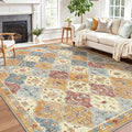LUMI Washable Area Rug 8x10 for Living Room, Ultra Soft Stain Resistant Carpet with Non Slip Rubber Backing, Non-Shedding Low Pile Rugs for Bedroom, Dining Room, Indoor, Office