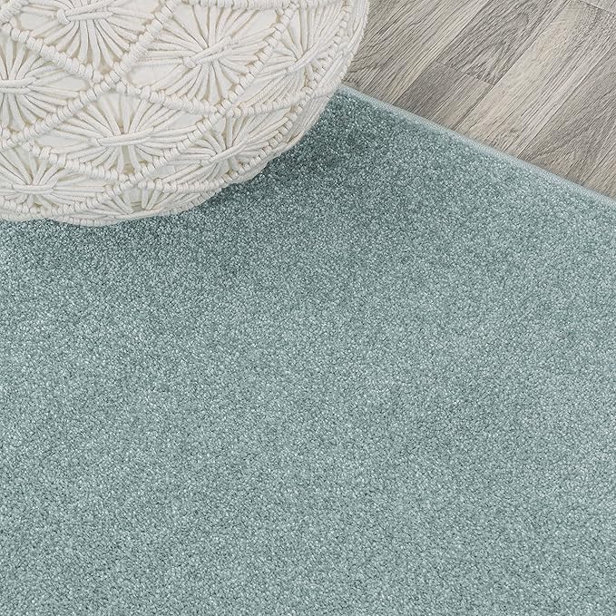 Eyely UES100S-4OV Supersoft Haze Solid Low-Pile Indoor Area Rug Casual;Contemporary;Solid;Traditional, Bedroom, Kitchen, Living Room, Easy-Cleaning, Non-Shedding, 4 X 6 Oval, Light Blue