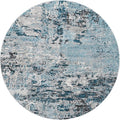 Rugs.com Leipzig Collection Rug – 8 Ft Round Blue Low-Pile Rug Perfect for Kitchens, Dining Rooms