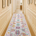 Fame Living Pink Oushak Rug, Modern Rugs, Vintage, Turkish, Eclectic, Floral, Pastel, Washable, Small Throw, Accent Area Rug for Living Room, Bedroom, Kitchen, Bathroom, 2'5"x4'9"