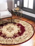 Rugs.com Chateau Collection Rug – 13' Round Red Medium Rug Perfect for Kitchens, Dining Rooms
