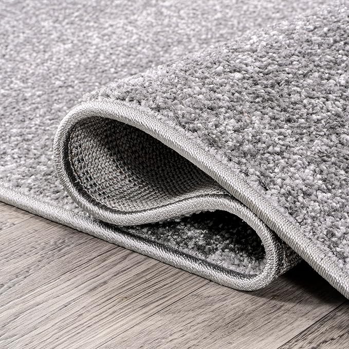 Eyely UES100A-15 Supersoft Haze Solid Low-Pile Indoor Area Rug, Coastal, Bohemian, Minimalist, Classic, Casual for Bedroom,Kitchen,Living Room,Non Shedding,Easy-Washing, Gray, 12 X 15