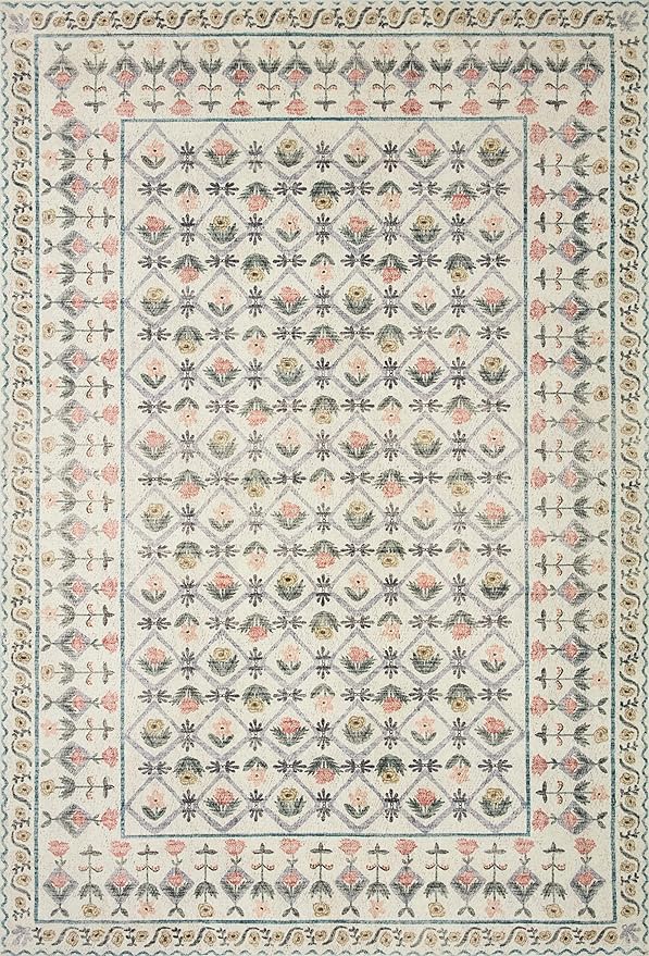 Loloi Rifle Paper Co. Eden Collection EDE-03 Lattice Ivory 2'-3" x 3'-9" Accent Rug feat. CloudPile™