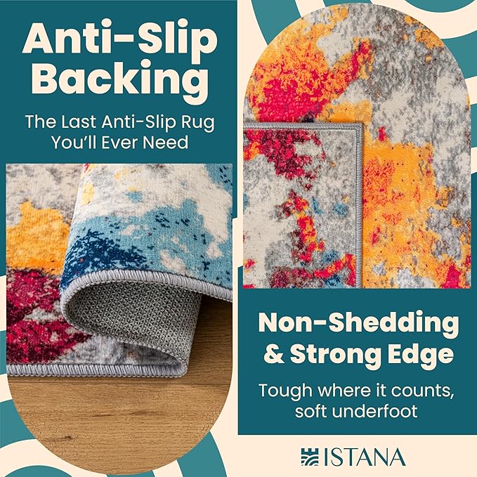 Istana 6x9 Area Rug - Multi Colors Rugs for Living Room 6x9 - Foldable Boho Rugs for Bedroom - Stain Resistant Washable Rug - Eco-Friendly Area Rugs - Easy to Clean Living Room Rug